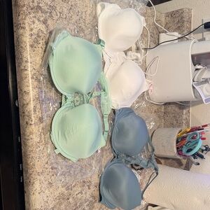 Victoria Secret Women's Intimates Set - Mint, White, and Blue Bras Lot of 3